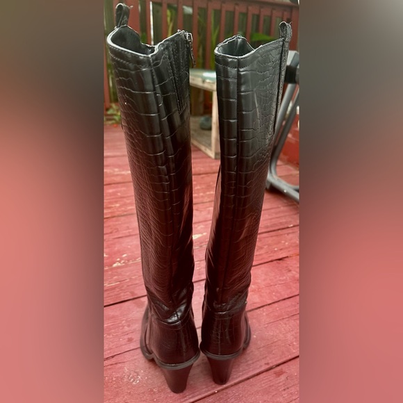 Sergio Todzi Knee High Mock Croc Cowboy Rodeo Boots,black Size UK 39/ US 9 • EUC - Picture 5 of 11